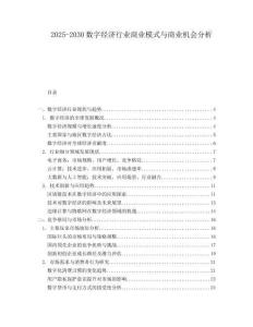 2025-2030數(shù)字經(jīng)濟行業(yè)商業(yè)模式與商業(yè)機會分析