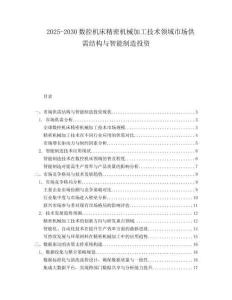 2025-2030數控機床精密機械加工技術領域市場供需結構與智能制造投資