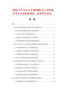 2026年及未來5年NETBOX嵌入網(wǎng)絡模塊項目市場數(shù)據(jù)調(diào)查、監(jiān)測研究報告