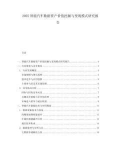 2025智能汽车数据资产价值挖掘与变现模式研究报告