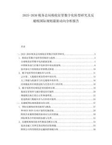 2025-2030稅務(wù)總局稅收征管數(shù)字化轉(zhuǎn)型研究及反避稅國(guó)際規(guī)則最新動(dòng)向分析報(bào)告