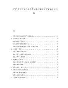 2025中國智能門鎖安全標(biāo)準(zhǔn)與渠道下沉策略分析報(bào)告