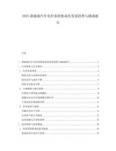 2025新能源汽車電控系統集成化發展趨勢與挑戰報告