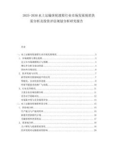 2025-2030水上运输客轮渡船行业市场发展现状供需分析及投资评估规划分析研究报告