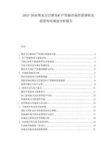 2025-2030斯瓦爾巴群島礦產(chǎn)資源市場供需調(diào)研及投資布局規(guī)劃分析報告