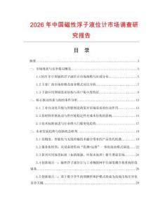 2026年中國磁性浮子液位計市場調查研究報告