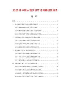 2026年中國水噴沙機市場調查研究報告