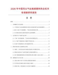 2026年中國雙頭氣動(dòng)高頻塑料熱合機(jī)市場調(diào)查研究報(bào)告