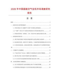 2026年中国超能空气宝机市场调查研究报告