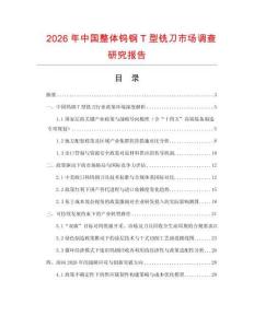 2026年中國整體鎢鋼T型銑刀市場調查研究報告