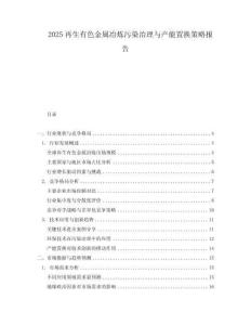 2025再生有色金属冶炼污染治理与产能置换策略报告