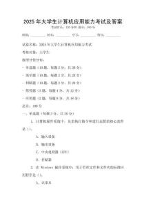 2025年大學生計算機應用能力考試及答案