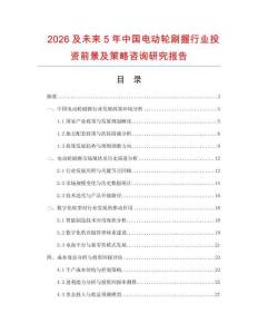 2026及未來5年中國電動輪刷握行業投資前景及策略咨詢研究報告