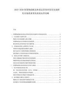 2025-2030智慧物流配送體系運營效率優化實戰研究市場需求變化商家運營攻略
