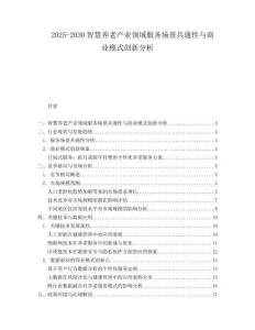 2025-2030智慧養(yǎng)老產(chǎn)業(yè)領域服務場景共通性與商業(yè)模式創(chuàng)新分析