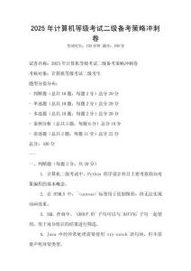 2025年計算機等級考試二級備考策略沖刺卷