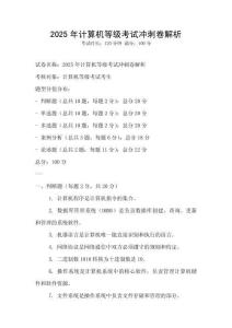 2025年計算機等級考試沖刺卷解析