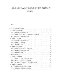 2025-2030無人機(jī)行業(yè)市場供需分析及物流配送應(yīng)用方案