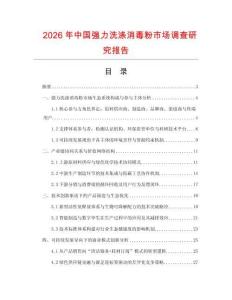 2026年中國強力洗滌消毒粉市場調查研究報告