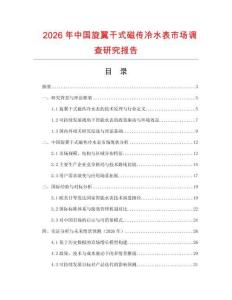 2026年中國旋翼干式磁傳冷水表市場(chǎng)調(diào)查研究報(bào)告