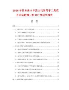 2026年及未來5年無火花常用手工具項目市場數據分析可行性研究報告