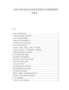 2025-2030家電行業市場分析家電行業創新發展研究報告