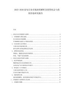 2025-2030家電行業市場深度解析及投資機會與投資價值研究報告