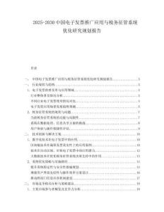 2025-2030中國電子發票推廣應用與稅務征管系統優化研究規劃報告