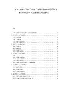 2025-2030中國電子商務平臺運營行業市場詳細分析及市場推廣與盈利模式研究報告