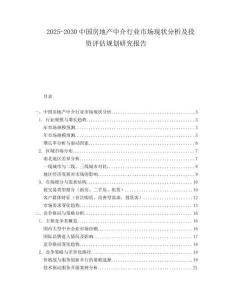2025-2030中国房地产中介行业市场现状分析及投资评估规划研究报告