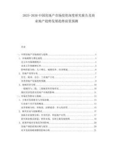 2025-2030中国房地产市场投资深度研究报告及商业地产趋势发展趋势前景预测