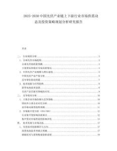 2025-2030中國光伏產業鏈上下游行業市場供需動態及投資策略規劃分析研究報告