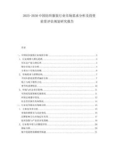 2025-2030中國紡織服裝行業市場需求分析及投資前景評估規劃研究報告