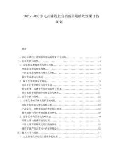 2025-2030家電品牌線上營銷新渠道績效效果評(píng)估規(guī)劃