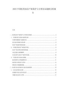 2025中國醫(yī)藥知識產(chǎn)權保護與專利布局戰(zhàn)略分析報告