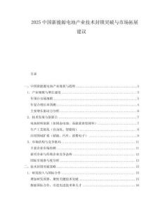 2025中国新能源电池产业技术封锁突破与市场拓展建议