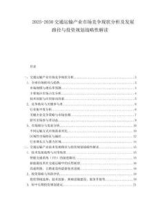 2025-2030交通運輸產業市場競爭現狀分析及發展路徑與投資規劃戰略性解讀