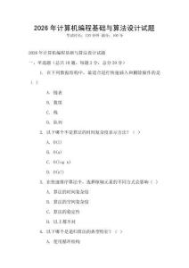 2026年计算机编程基础与算法设计试题