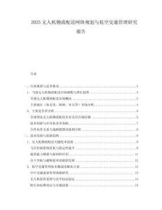 2025無人機物流配送網絡規劃與低空交通管理研究報告