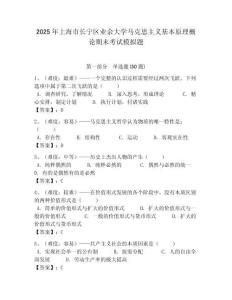 2025年上海市長寧區業余大學馬克思主義基本原理概論期末考試模擬題帶答案解析（奪冠）