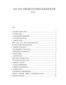 2025-2030交通運輸行業(yè)市場前沿發(fā)展深度研究報告書
