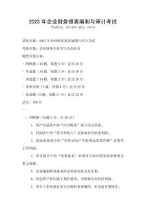 2025年企業財務報表編制與審計考試