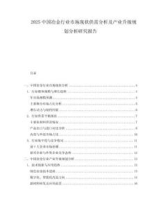 2025中國(guó)冶金行業(yè)市場(chǎng)現(xiàn)狀供需分析及產(chǎn)業(yè)升級(jí)規(guī)劃分析研究報(bào)告