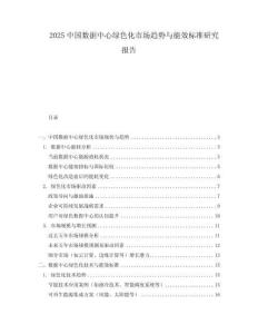 2025中國數據中心綠色化市場趨勢與能效標準研究報告