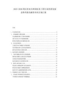 2025-2030利比里亞共和國(guó)防務(wù)工程行業(yè)供需發(fā)展態(tài)勢(shì)考察及融資布局方案匯報(bào)