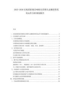 2025-2030樂視系影視音響娛樂營銷生態圈投資優化運作分析規劃報告