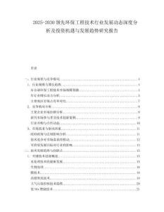 2025-2030領(lǐng)先環(huán)保工程技術(shù)行業(yè)發(fā)展動態(tài)深度分析及投資機遇與發(fā)展趨勢研究報告