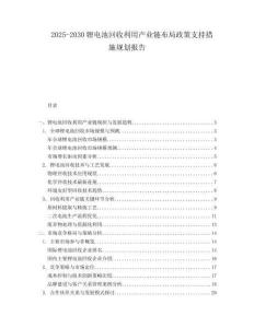2025-2030锂电池回收利用产业链布局政策支持措施规划报告