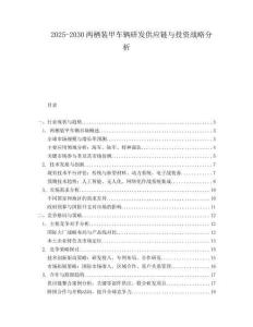 2025-2030兩棲裝甲車輛研發供應鏈與投資戰略分析