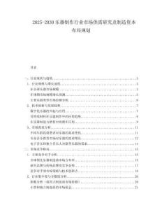 2025-2030樂器制作行業(yè)市場供需研究及制造資本布局規(guī)劃